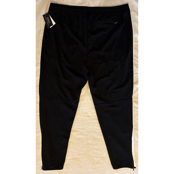 NWT Polo Ralph Lauren Mens 2XL Sweatpants Black White Side Stripe Zip Ankle XXL - Picture 3 of 16